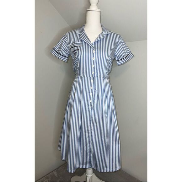 New! Women’s Striped Knee Length Fit & Flare Dress Small - Picture 7 of 11